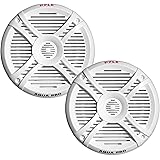 Pyle Dual 7.7'' Water Resistant Marine Speakers, 2-Way Full Range Stereo Sound, 280 Watt, White (Pair)