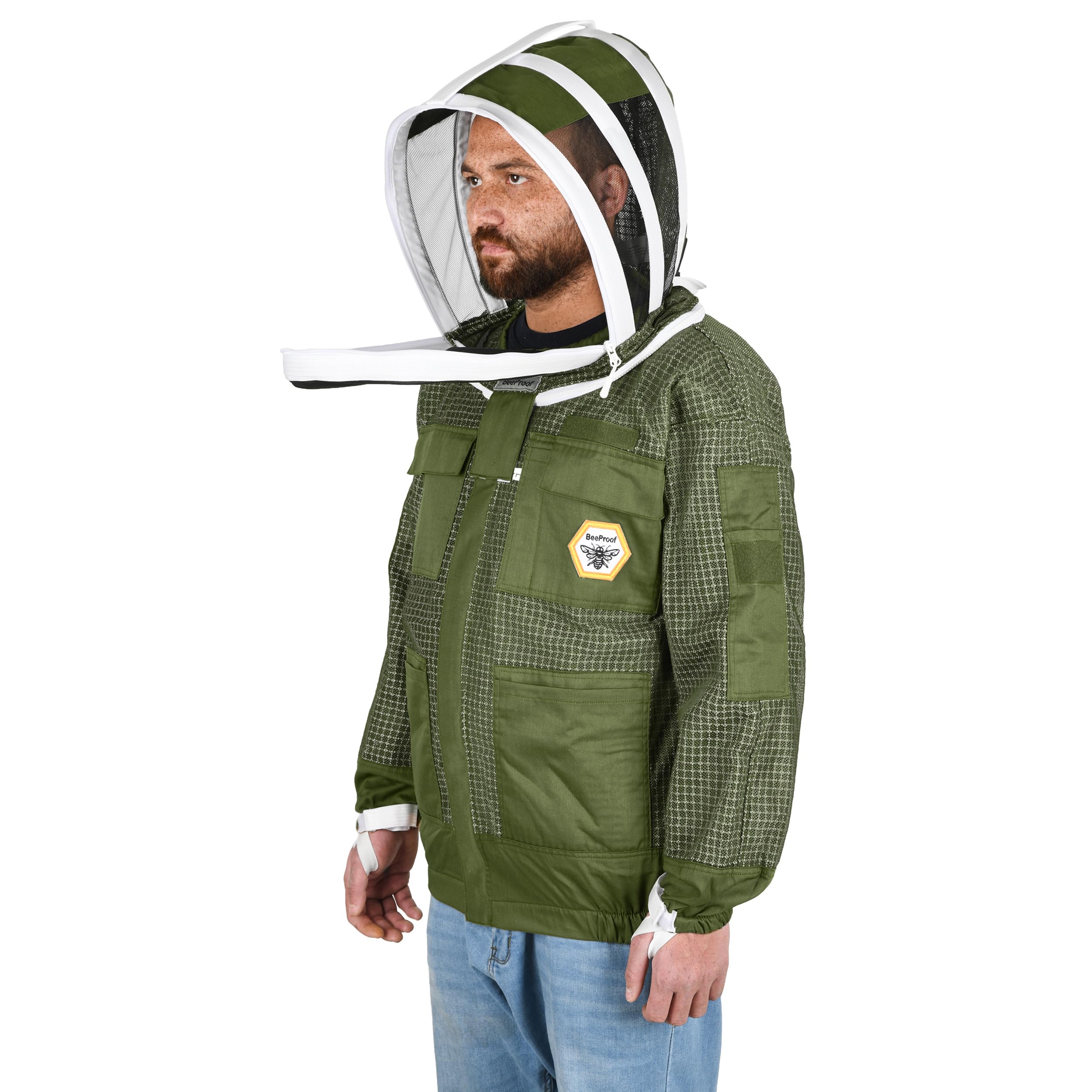 Condition photo showing New/Like New for bee proof beekeeping jacket with veil 3-layer ultra ventilated 2 veil options (fencing & round) ykk