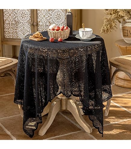 Crochet Lace Tablecloth With Tassel | Rectangular Table Cover 55x79 Inch For Wedding Party - View #5