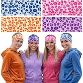 4pcs Halloween Cheetah Headbands for Women Leopard Costume Accessories | Trendy Wide Colorful Cheetah Head Bands, Non Slip Wr