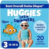 Huggies Little Swimmers Swim Diapers Size 3, 20 Count | Doesn&rsquo;t Swell in Water, Helps Contain Mess, Refastenable Sides, Hypoallergenic &amp; Dermatologist-Tested, Fun Designs
