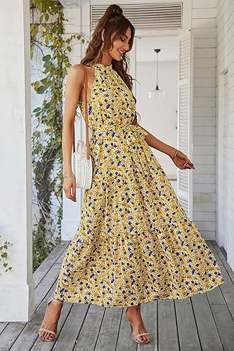PRETTYGARDEN Women's Summer Floral Maxi Sun Dress Sleeveless