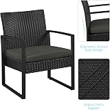 Yaheetech 3-Piece Rattan Garden Furniture Set with Cushions, Black/Gray view 7