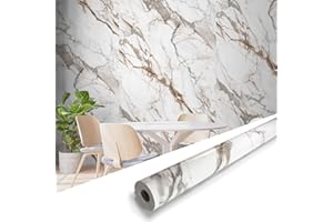 INNO STICKERS Marble Peel and Stick Waterproof Wall Paneling, 118" x 47" Calacatta Gold Glossy Finish Self-Adhesive Backsplash Tile Vinyl Wall Panel for Kitchen Bathroom Wall Decor, Covers 38.75 Sq. Ft.