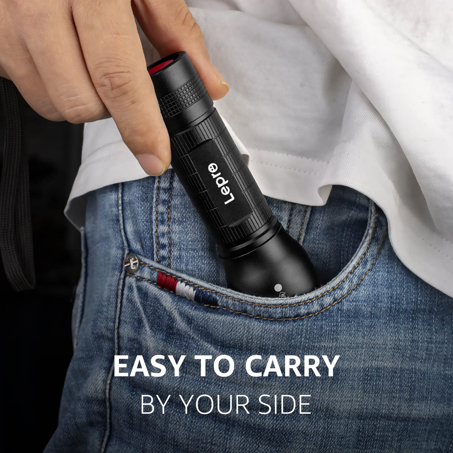 Lepro LED Flashlights LE2000 High Lumen, 5 Lighting Modes, Zoomable, Waterproof, Pocket Size Flashlight for Outdoor, Emergency, Camping Gear, Powered by AAA Battery, 2 Pack