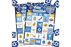 BAYLAY Hanukkah Bingo Game- 24 Players Chanukah Bingo Cards Family Party Games Activity
