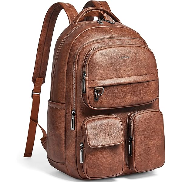 Amazon.com: LATMAP 30L Backpack Purse for Women Men Laptop Backpack, Faux  Leather Travel Work Backpack Teacher Bookbag fits 15.6" Laptop,Brown :  Electronics