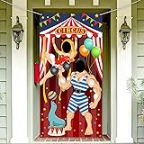 Carnival Circus Party Decoration Carnival Photo Door Banner Backdrop Props, Large Fabric Photo Door Banner for Carnival Circu