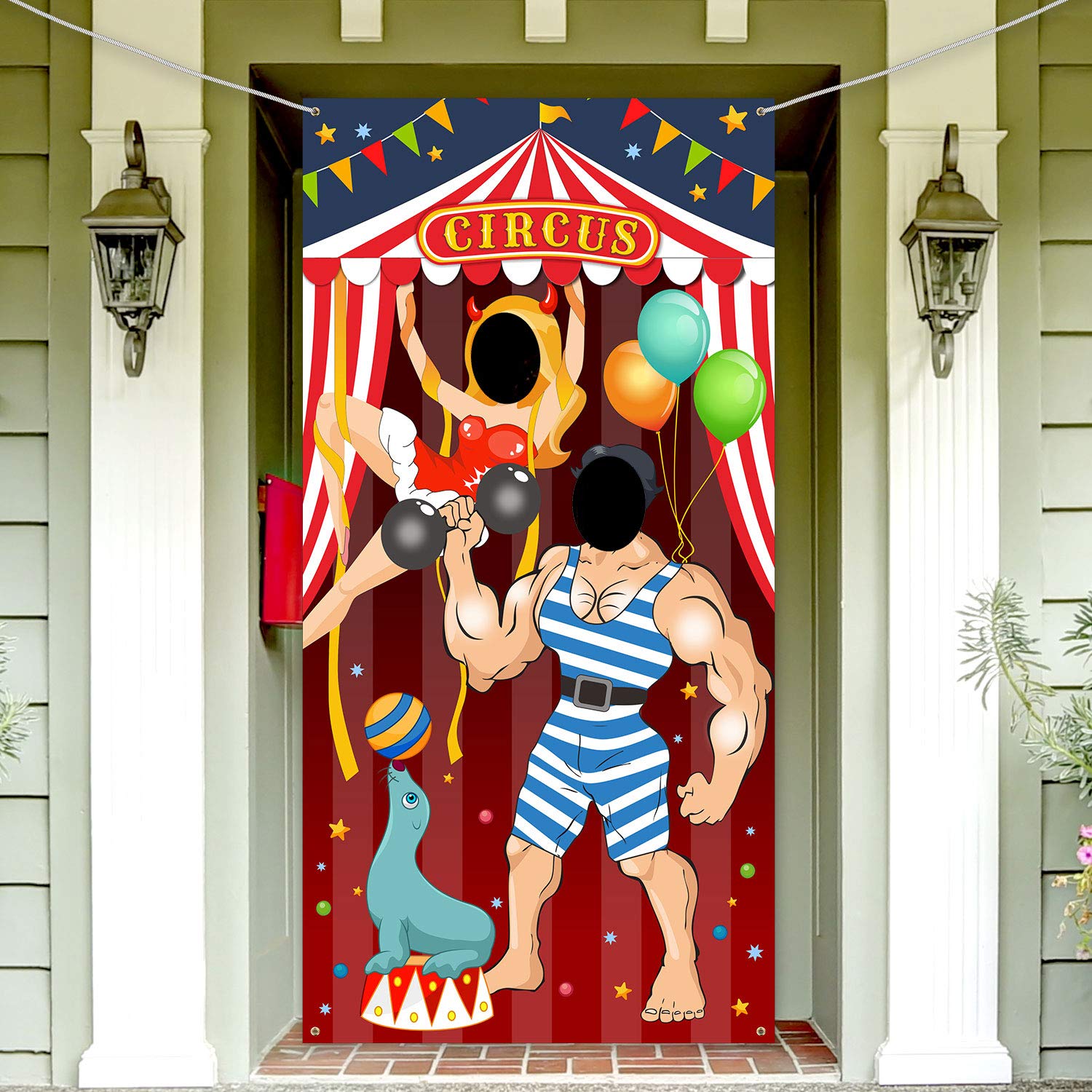 Blulu Carnival Circus Party Decoration Carnival Photo Door Banner Backdrop Props, Large Photo Door Banner for Circus Party Decor Game Supplies