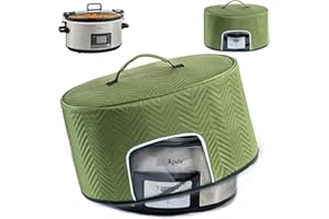 BAGSPRITE Slow Cooker Cover with Aluminum Foil Lining for Crock-Pot & Hamilton Beach 6, 7, 8 Quart Oval Slow Cookers – Appliance Dust Cover with See-Through Window