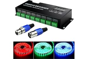 DMX Decoder, Czgor 24 Channel Dimming Driver LED DMX512 Decoder with Digital Display, DMX light controller for RGB Strip Light DC5-24V 3A/CH