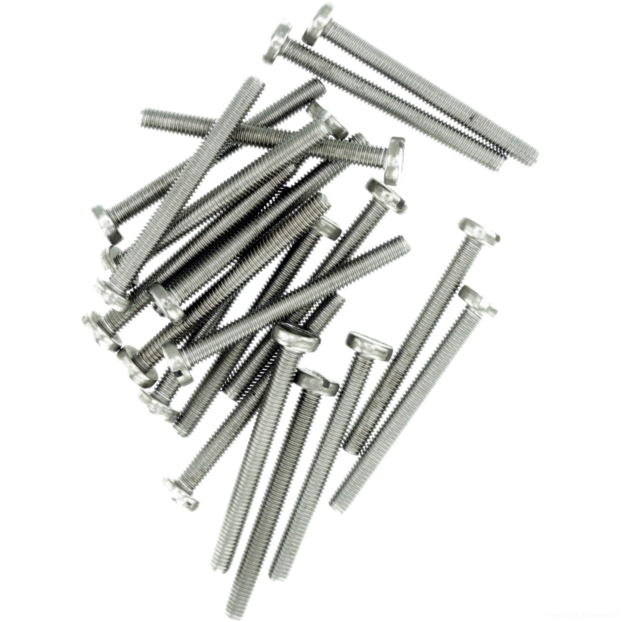 M2.5 (2.5mm x 3mm) Slot Pan Machine Screw (Bolt) - Stainless Steel (A2) (Pack of 20)