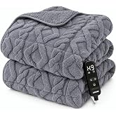 Garvee Heated Weighted Blanket for Adults 15 lbs, Soft 60x80 inches, Grey | 10 Heat Levels &amp; 1-9H Auto Off, Fast Heating Thick Milk Velvet Jacquard, Overheat Protection, for Bed &amp; Improve Sleep