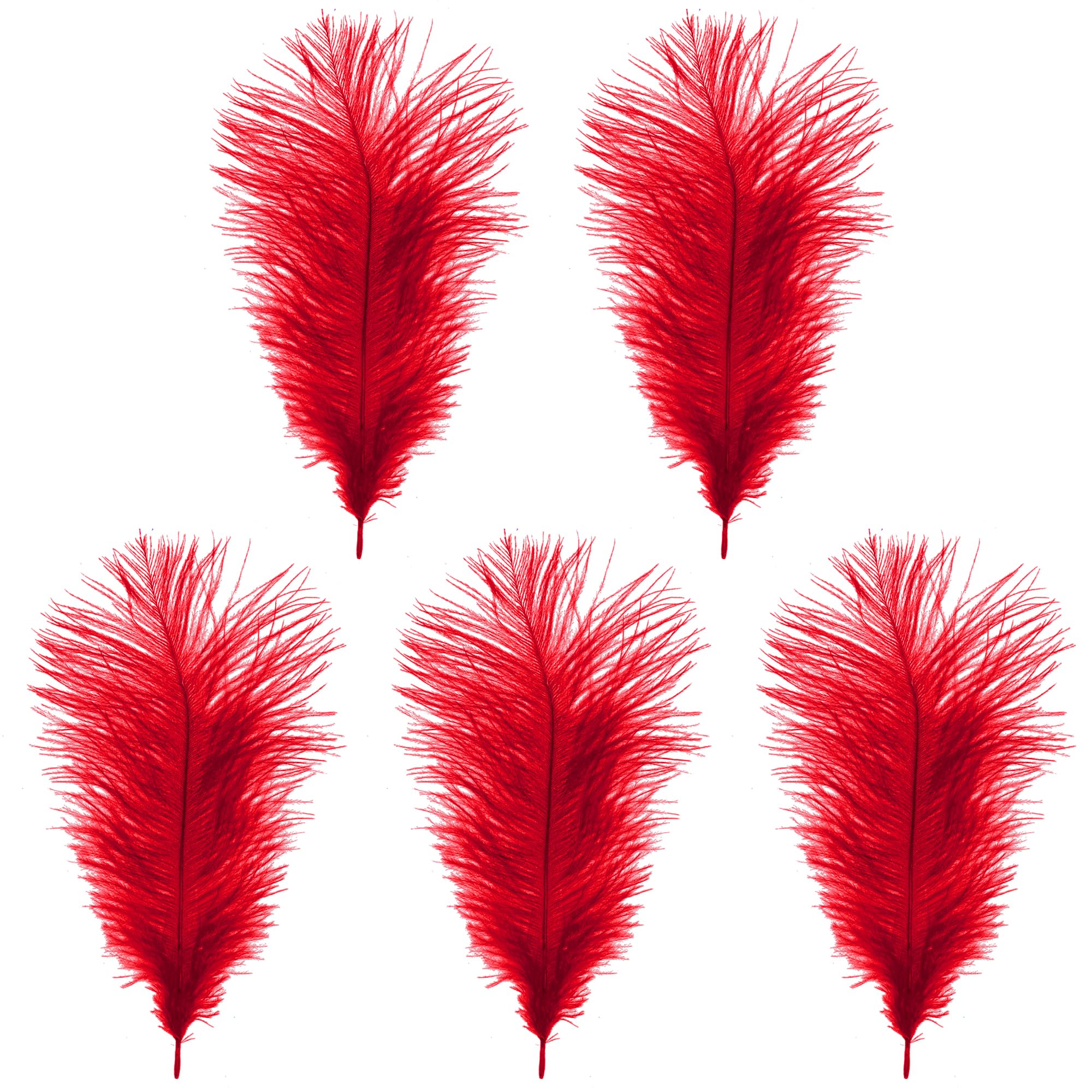 Trimming Shop 14-16inch(35-40cm) Red Ostrich Feathers Plume for Wedding Table Centrepieces Home Decoration Decorating Costumes Headdresses Showgirl Spadones, Pack of 5
