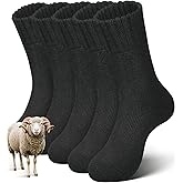 sellto 5 Pairs Merino Wool Socks for Men, Thick Warm Hiking Socks, Wool Winter Socks, Soft Mens Crew Sock