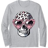 Skeleton Skull Leopard Print with Sunglasses Skull Lover Long Sleeve T-Shirt