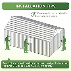 Aoxun 12'x20' Carport Shed Outdoor Metal Storage