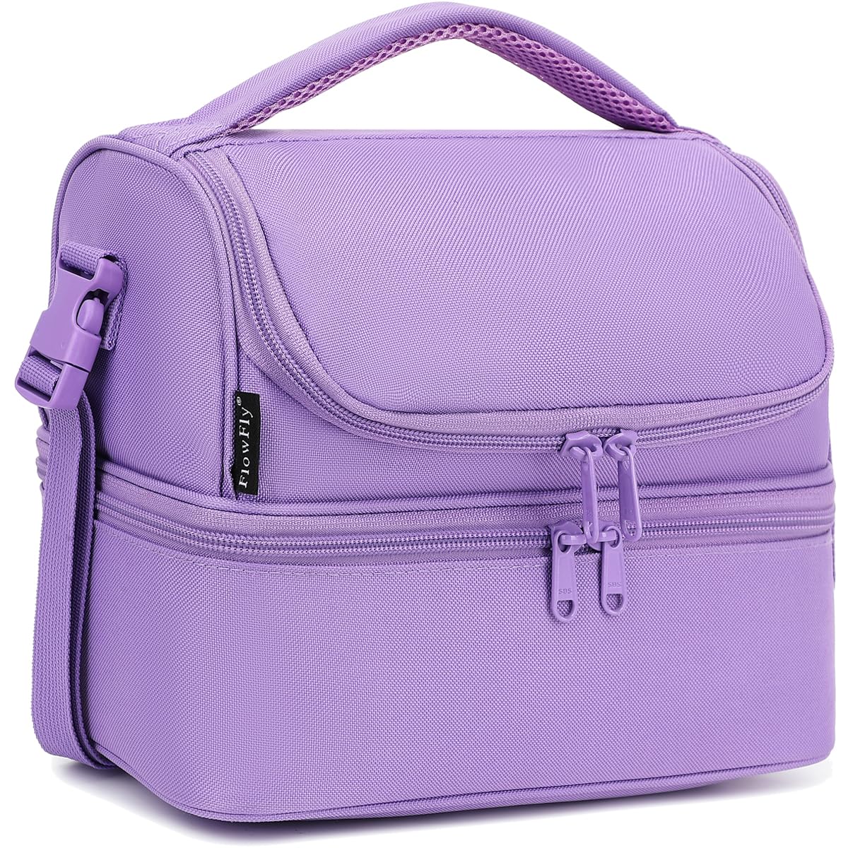 Photo 1 of FlowFly Double Decker Cooler Insulated Lunch Bag Large Tote for Boys, Girls, Men, Women, with Adjustable Strap,Purple