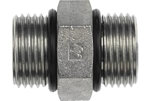 Brennan Industries 6464-08-08-O Steel Straight Tube Fitting, 3/4"-16 SAE ORB x 3/4"-16 SAE ORB Thread, 1/2" Male O-Ring Boss x 1/2" Male O-Ring Boss