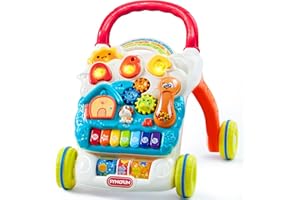 SYNCFUN Baby Learning Walker, 2 in 1 Sit to Stand Learning Toys, Baby Toys 6-12 Months, Educational Present for 1 Year Old, Push Walker Gift with Wheels for Infant Boys Girls