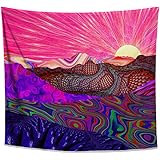 Lucid Eye Studios Trippy Trek Tapestry- Colorful Landscape Wall Tapestry- Sunrise Wall Art- Psychedelic Trail Wall Hanging- Rainbow Wall Decor