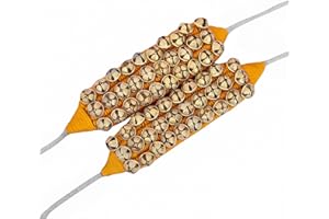 HANDTECHINDIA Dancing Bells Ghungroo Pair Indian Classical Dance Accessories Ghungroo with Colored Cushion Pad Best Dance Metal Brass Anklets Bells Ghunghroo Pad (Yellow, Triple Line)