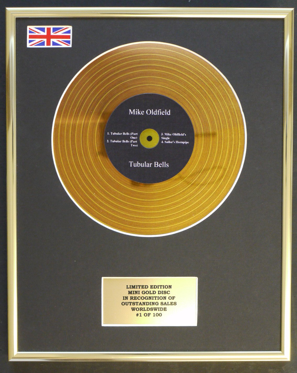 Limited Edition mini gold disc Display MIKE OLDFIELD/MINI GOLD DISC DISPLAY/LIMITED EDITION/COA/TUBULAR BELLS