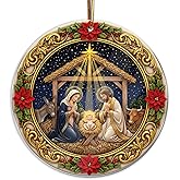 Nativity Scene Ornament, Angel Christmas Ornaments 2025, Nativity Christmas Ornament, Religious for Tree Home Christian Faith Gift for Family, Friends, and Church Members
