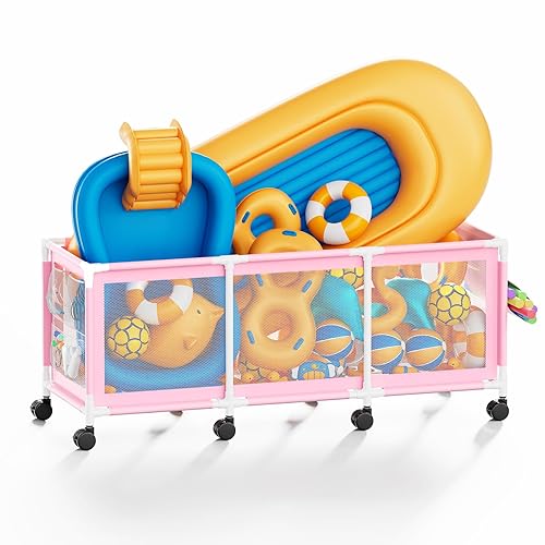 365 Gallon 103" Pool Storage Bin XXXL Extra Large Swimming Pool Float Storage Bin, Pool Noodles Holder, Toys, Floats, Balls and Floats Equipment Mesh Rolling Storage Organizer Bin, 103" Lx32 Wx35 H