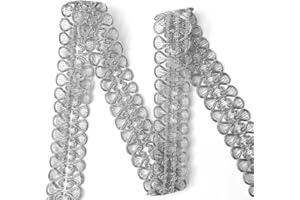 levylisa 10.9 Yards Metallic Braid Lace Trim Lace Ribbon Decorated Gimp Trim for Sewing and Crafting (Silver)