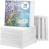 16 Pack Small Canvases for Painting, 6x6 Inch Mini Canvas Panels Bulk 2/5'' Profile White Blank Painting Canvases,Cotton Square Art Canvas Boards for Acrylics Watercolor Oil Paints