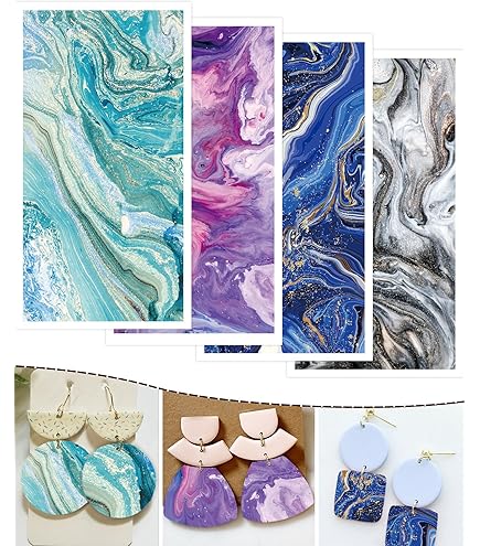 Papel De Transferencia Para Arcilla Polimérica | 24 Hojas Con Diseños De Mosaico, 4 Estilos, Para Hacer Pendientes Y Joyería DIY