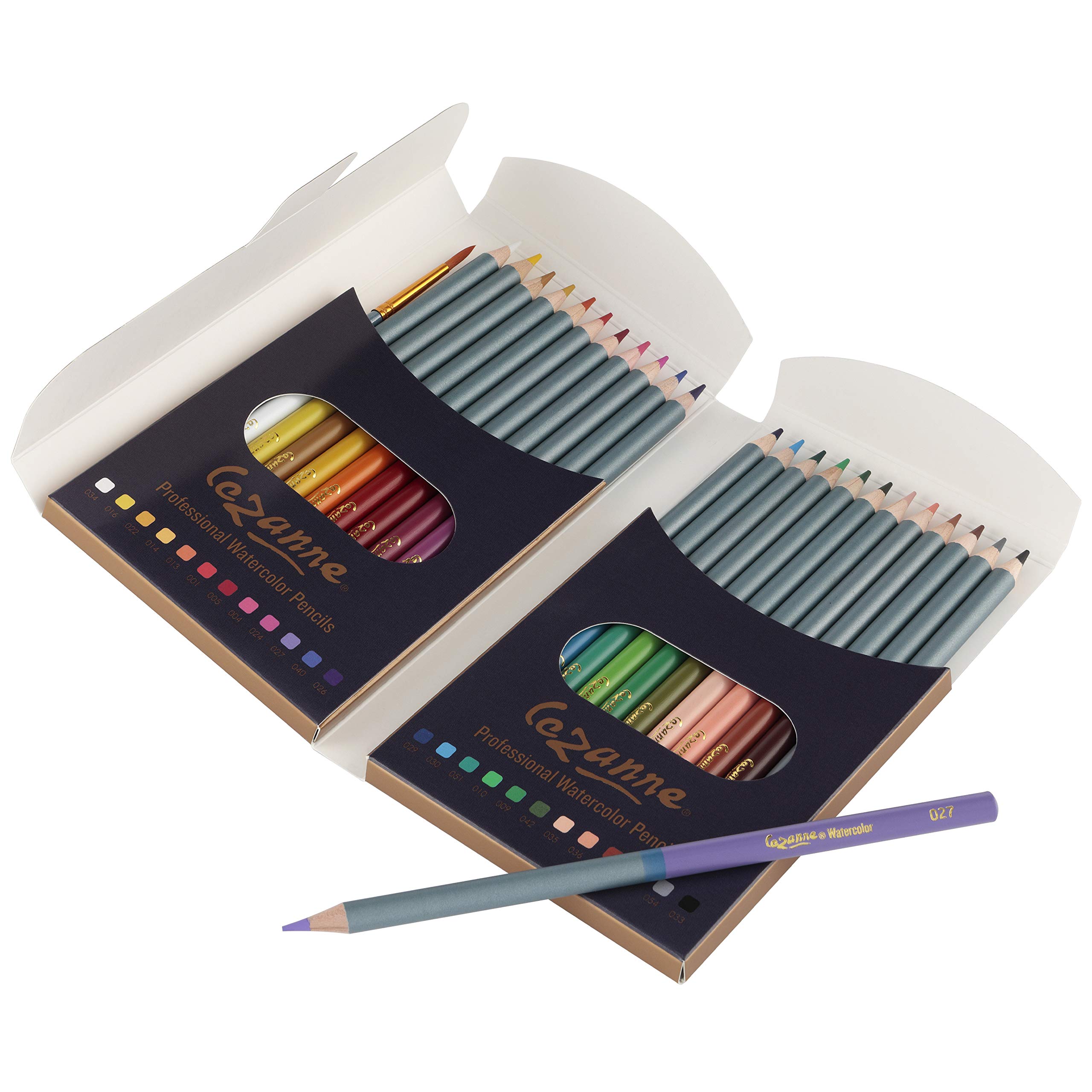 Cezanne Professional Watercolor Pencil Set of 24 Colors, Artist Quality Water-Soluble Soft Core Leads for Watercolour Techniques, Layering, Blending, Drawing, Shading, Wet or Dry Applications