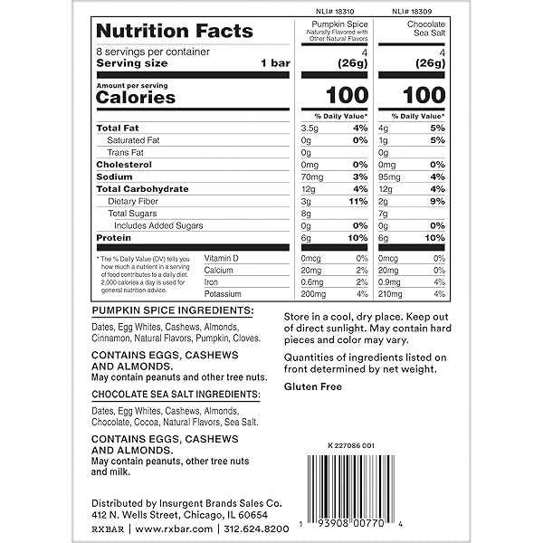 RXBAR MINIS PROTEIN BARS, PROTEIN SNACK, SNACK BARS, VARIETY PACK, 7.3OZ BOX (8 BARS)