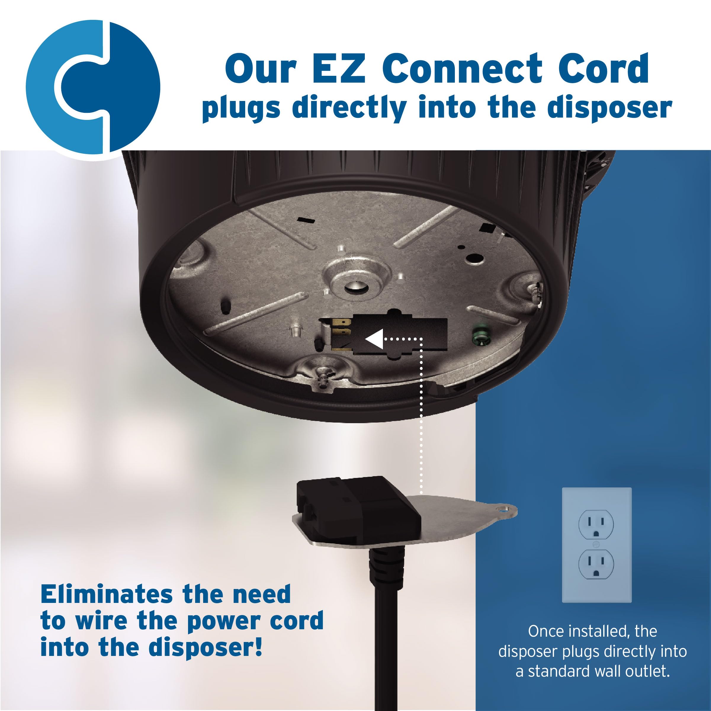 INSINKERATOR Garbage Disposal EZ Connect 3-Foot Power Cord for EZ Connect Power and Advanced Series Continuous Feed Food Waste Disposer Models, CRD-EZ, Black