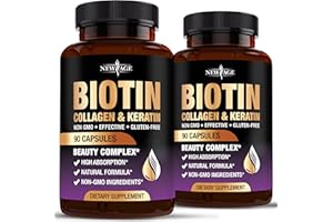 NEW AGE Biotin Collagen Keratin Hyaluronic Acid - 50,000mcg Hair Growth Vitamins for Men and Women, Nails, Hair, Skin Vitamins and DHT Blocker with Vitamin E Folic Acid Pumpkin Seed MSM- 180 Count