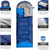 BISINNA Sleeping Bag with Pillow 4 Season Waterproof Warm Blue Right Zip view 3
