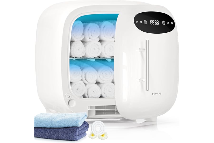 Keenray Hot Towel Warmer Cabinet, 13L Professional Towel Heater, Spa Towel Warmer with Digital Screen, Adjustable Timer and Delay, Customized Fragrance, Heat Dry & Wet Towels for Spa, Salon, Home