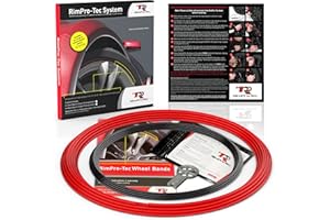 TR RIMPRO-TEC RimPro-Tec Wheel Bands Best Rim Protectors for Car and Light Trucks - Car Wheel Curb Protector - Alloy Rim Protector for Car Wheels - Red Track/Black Pinstripe Fit From 12” to 22” Set of Wheels