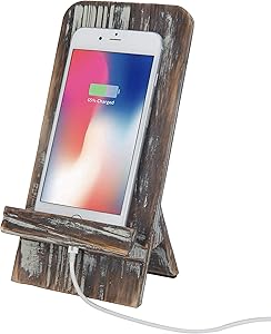 MyGift Rustic Barnwood Universal Smartphone Dock Charging Stand, Desktop Cell Phone Cradle, Brown