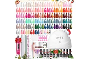 PEACECOLOR 53PC Gel Nail Polish Kit with U V Light and Drill 35 Colors Soak Off Gel Polish with Matte Glitter Glossy Top Base Coat Art Manicure Complete Nail Polish Kit Gifts for Women