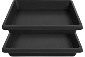 FEYVDZV 14 Inch 2 Pack Square Plant Saucer, Durable Plastic Plant Trays for Pots-Indoor Outdoor, Durable and Thicker Large Plant Drip Trays, 6 8 10 12 13 16 18 20 Flower Planter Saucers for Potted Plants