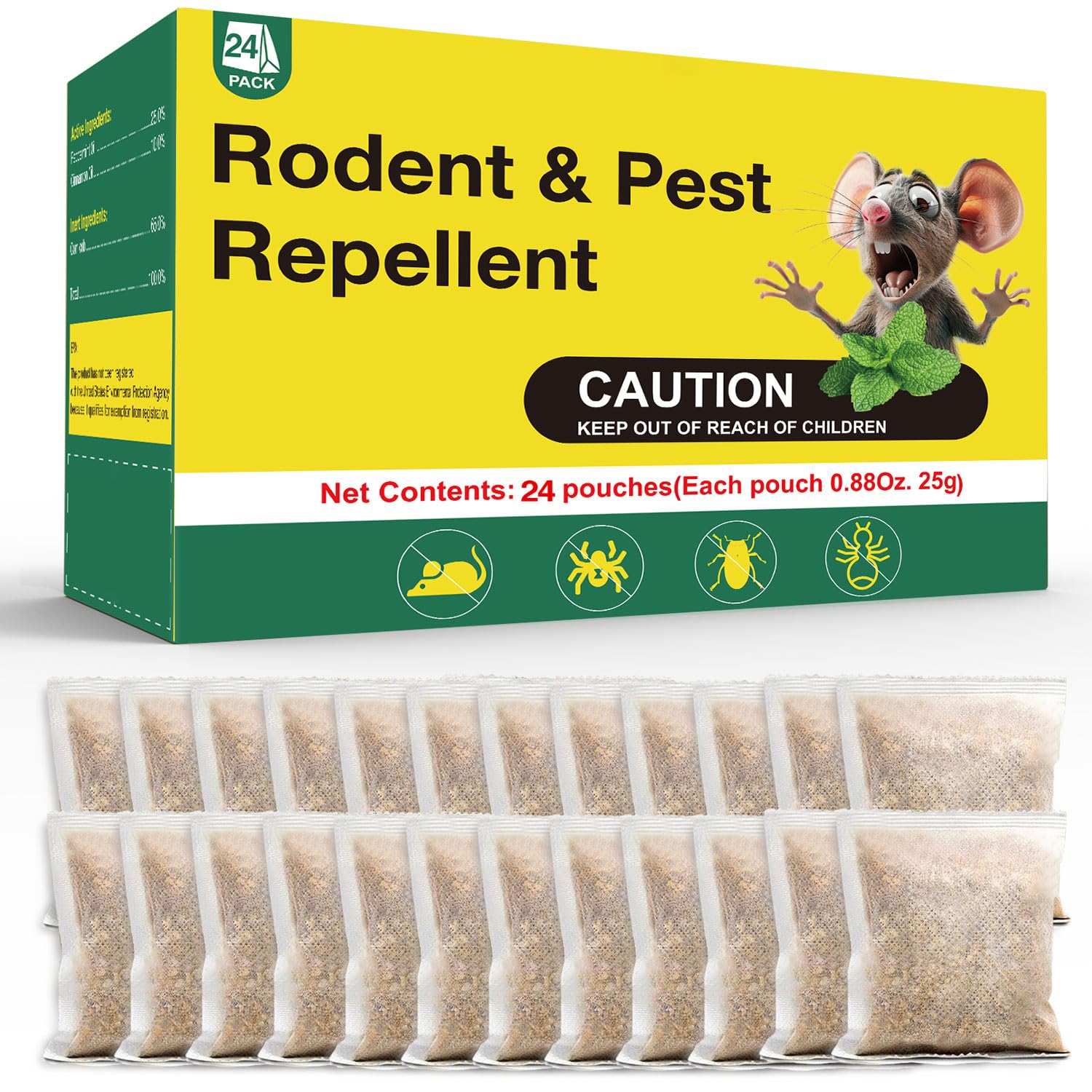 Photo 1 of 24PCS Rodent Repellent Pouches, Kid-Friendly, Non-Toxic and Safe
