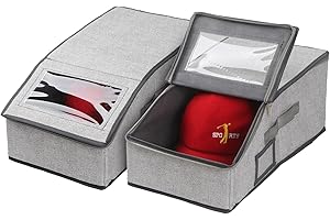 2-Pack Hat Storage for Baseball Caps (Holds 30+) - Extra Wide 9" Stackable Cap Organizer Box with Reinforced Sides - Dust-Pro