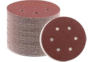 B BRESUCNY 6 Inch 40 Grit Sanding Discs, 40 PCS 6 Hole Hook and Loop Sandpaper, Round Aluminum Oxide Sand Paper Discs for Sander