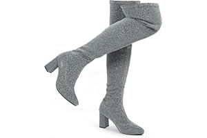 Hawkwell Women's Comfort Chunky Thigh High Boots Pointy-toe and High-heel Party Wedding Shiny Dressy Over The Knee Boots