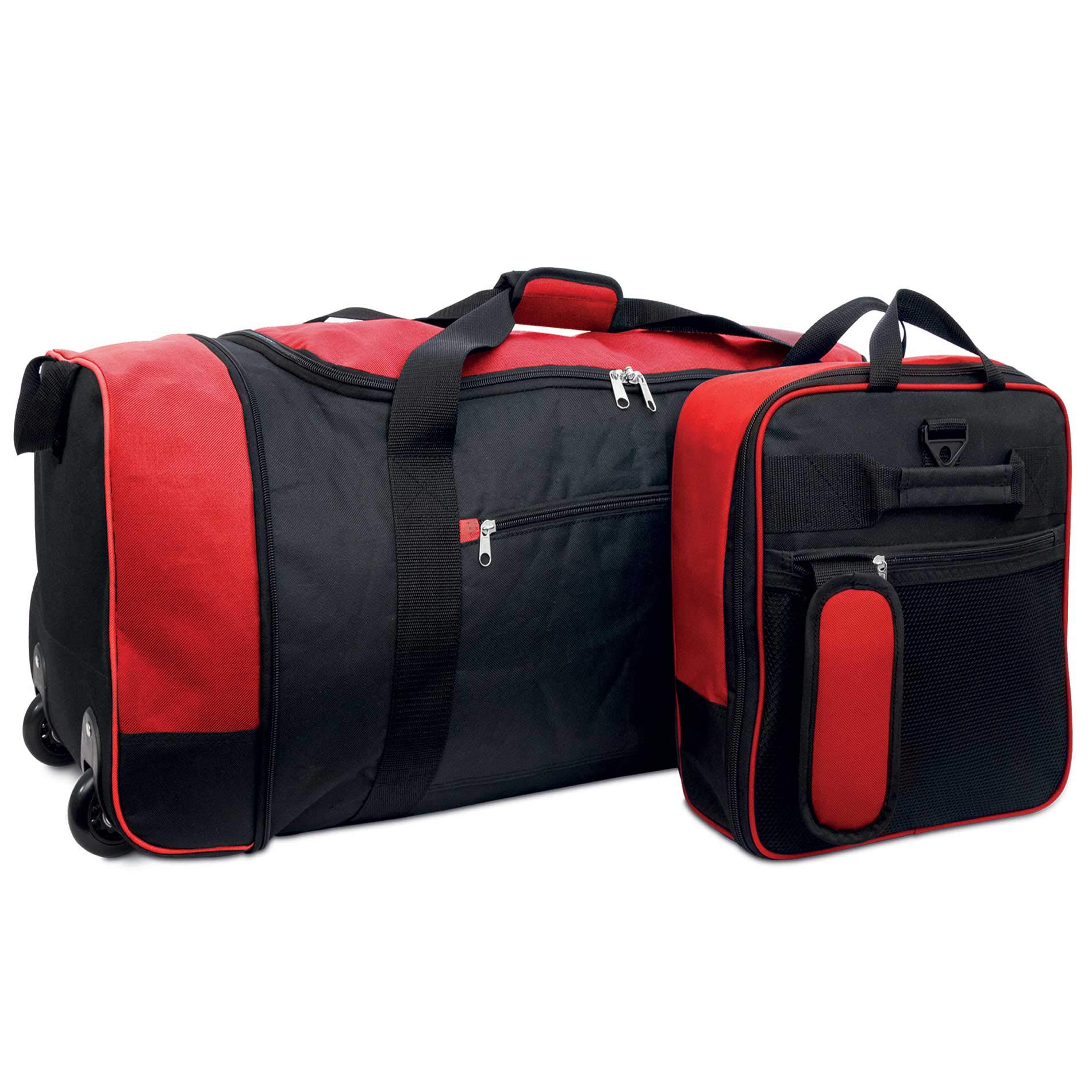 iN Suitcase Large - 32” Foldable Wheeled Holdall, 80L Capacity - Large Suitcase and Travel Bag with Wheels - Durable and Convenient for Travel, Easy Storage, Ideal for Any Adventure (Black/Red) 80L