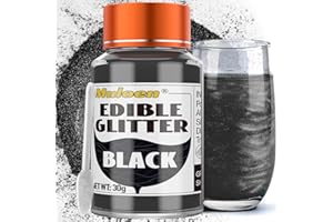 MULOEN Black Edible Glitter - 30 Grams 100% Edible Glitter for Drinks, Cake Decorating Supplies, Cookie Decorating Supplies, Cocktails, Chocolate, etc.