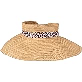 Jessica Simpson Womens Packable Straw Visor Hat