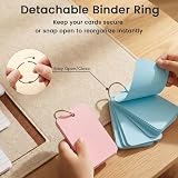 Koogel 6 Pack Flash Cards 300 Sheets 6 Colors Portable Ring Binder Blank Cards view 3